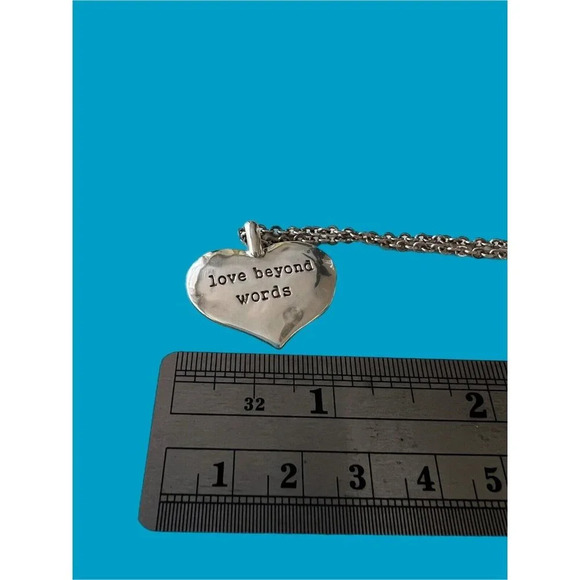 Brighton LOVE BEYOND WORDS Silver Gold Heart 1 inch Pendant Necklace w/pouch - Picture 8 of 8